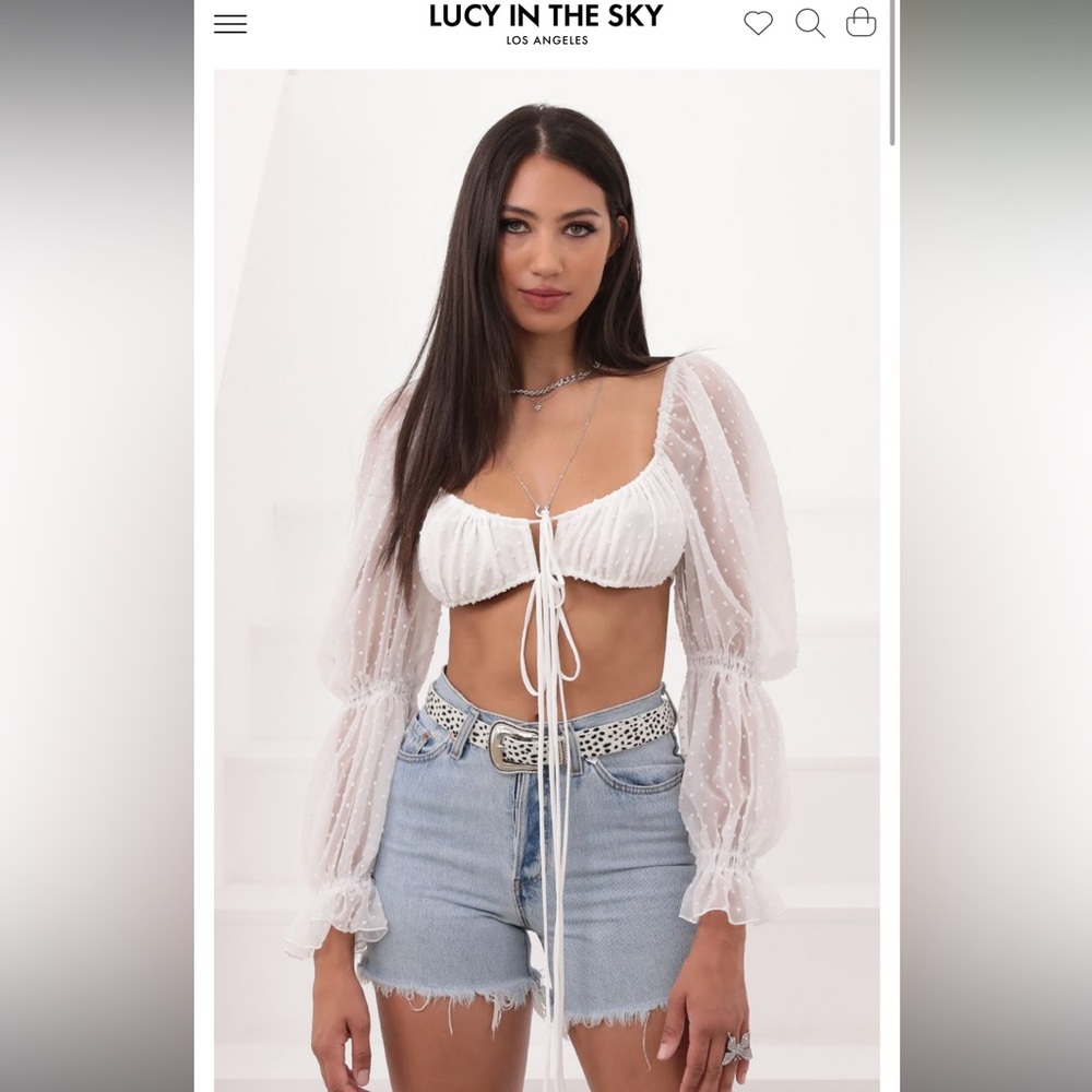 LUCY IN THE SKY STORE WHITE CHIFFON PUFF TOP